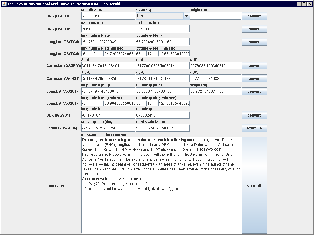The Java British National Grid Converter